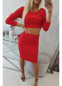 MladaModa Komplet sukně a crop-topu model 9084 červený