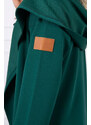 MladaModa Dlouhý kardigan s kapucí a kapsami model 9077 zelený