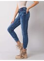 BASIC SVĚTLE MODRÉ DÁMSKÉ SKINNY DŽÍNY -BLUE Denim vzor