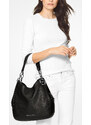 Michael Kors Lillie Chain Leather Hobo Black Silver