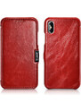 Knížkové pouzdro pro iPhone XS / X - iCarer, Vintage Red
