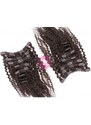 Clipinhair Kudrnatý clip in maxi set 53cm pravé lidské vlasy – REMY 200g - TMAVĚ HNĚDÁ