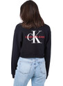 Calvin Klein dámská černá krátká mikina BACK MONOGRAM CROP BOYFRIEND