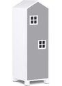 Dětská skříň domeček, šedá - 126 cm