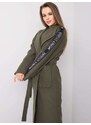 Fashionhunters Khaki dámský kabát s páskem