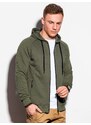 Ombre Clothing Pánská mikina s kapucí na zip - khaki V1 OM-SSZP-0124