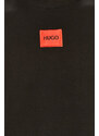 Bavlněná mikina HUGO pánská, černá barva, s aplikací, 50447964