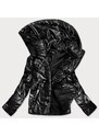 S'WEST Lesklá černá dámská bunda s kapucí (B9575)