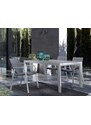 Tmavě hnědý keramický zahradní jídelní stůl Bizzotto Mansone 160 x 90 cm s chromovou podnoží