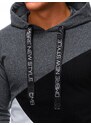 Ombre Clothing Pánská mikina s kapucí Gafford tmavě šedo-černá B1050