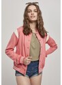 UC Ladies Dámská insetová bunda College Sweat Jacket světle růžová/bílá písková