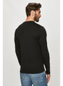 Bavlněné tričko s dlouhým rukávem Lacoste černá barva, hladké, TH2040-031
