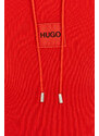 Bavlněná mikina Hugo dámská, červená barva, s aplikací