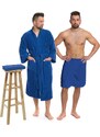 Interkontakt Sada Navy Blue: župan KIMONO + pánský saunový kilt + osuška