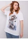Fashionhunters Dámské bílé bavlněné tričko