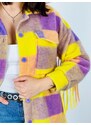 Webmoda Dámská žluto-fialová košile s třásněmi