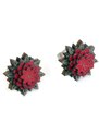 BeWooden Dřevěné náušnice Red Flower Earrings