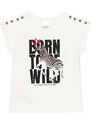 Boboli Dívčí tričko Wild zebra bílé
