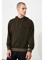 Trendyol Khaki Regular Fit Hooded Pocket Detail Cotton Sweatshirt