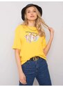 Fashionhunters Žluté tričko s potiskem Jasmine RUE PARIS