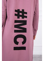 MladaModa Kardigán s kapucí a s velkým nápisem #MCI na zádech fialový