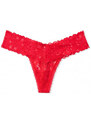 Victoria's Secret luxusní Lipstick Red celokrajková tanga Floral Lace Thong Panty