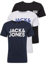 JACK & JONES Tričko marine modrá / enciánová modrá / černá / bílá
