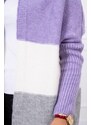 Kesi Tříbarevný svetr s kapucí fialová+ecru+šedá