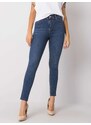 RUE PARIS TMAVĚ MODRÉ DÁMSKÉ SKINNY DŽÍNY -BLUE Denim vzor