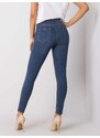 RUE PARIS TMAVĚ MODRÉ DÁMSKÉ SKINNY DŽÍNY -BLUE Denim vzor