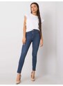 RUE PARIS TMAVĚ MODRÉ DÁMSKÉ SKINNY DŽÍNY -BLUE Denim vzor