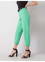 Fashionhunters Zelené dámské kalhoty s opaskem