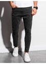 Ombre Clothing Pánské kalhoty z džínoviny s drsným střihem SLIM FIT - černé V3 OM-PADP-0146