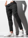 Ombre Clothing Pánské kalhoty z džínoviny s drsným střihem SLIM FIT - černé V3 OM-PADP-0146