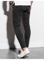 Ombre Clothing Pánské kalhoty z džínoviny s drsným střihem SLIM FIT - černé V3 OM-PADP-0146