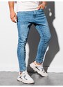 Ombre Clothing Pánské džínové kalhoty s drsným lemem a nohavicemi SLIM FIT - světle modré V2 OM-PADP-0146