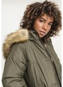 Dámský kabát Urban Classics Ladies Oversize Faux Fur Puffer Coat - olivový