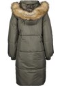 Dámský kabát Urban Classics Ladies Oversize Faux Fur Puffer Coat - olivový