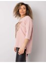 Fashionhunters Oversize dámská halenka se zaprášenou růžovou aplikací