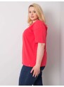 Fashionhunters Korálové tričko z bavlny plus size