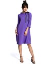 BE B070 Oversized šaty s páskem na zavazování - fialové