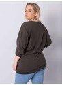 Fashionhunters Tmavá khaki halenka plus size velikosti s nášivkou Messina