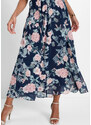 bonprix Šifonové šaty s krajkou a květovým potiskem Modrá