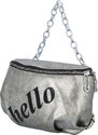 Turbo bags Módní dámská ledvinka s nápisem Hello, stříbrá