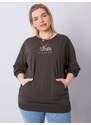 Fashionhunters Tmavá khaki halenka plus size velikosti s nášivkou Messina