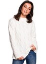 BK038 Plisovaný pletený svetr - ecru barva