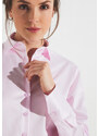 Dámská růžová neprosvítající košile s dlouhým rukávem ETERNA Regular rypsový kepr 100% bavlna NON IRON