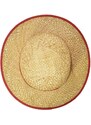 Dámský béžový letní slaměný klobouk s červenou stuhou - Seeberger since 1890