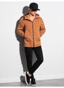 Ombre Clothing Pánská přechodná bunda s kapucí - camel V5 OM-JANP-22FW-005