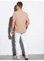 Ombre Clothing Pánské klasické bavlněné polo tričko - béžové S1374